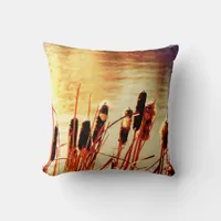 Cattails Throw Pillow