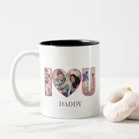 Modern I♥U Custom I Love You Daddy Mommy 4 Photo Two-Tone Coffee Mug