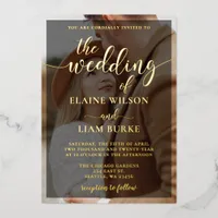 Simple Full Photo Overlay Wedding Foil Invitation