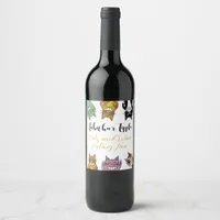 cats and wine, feeling fine, pet sitters gift wine label