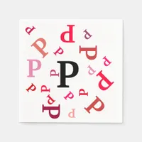 Paper Napkin - Jumbled Letters in Reds and Pinks