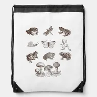 Cottagecore Aesthetic Mushroom Academia Frog Gobli Drawstring Bag