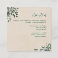 Blush Sage Floral Wedding Reception Enclosure Card
