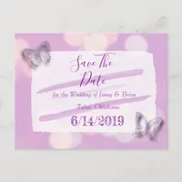 Lavender Butterfly Wedding Save the Date Postcard
