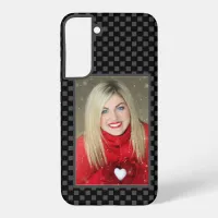 Your Family Photo Gray & Black Checkerboard Samsung Galaxy S22+ Case