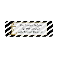 Black and Gold Nautical Themed Anchor Label