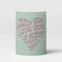 Ho'oponopono Heart-Shaped Text Pillar Candle