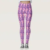 Purple and Pink Seahorse Leggings