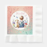 Baby Girl and her Puppy | It's a Girl Watercolor Napkins