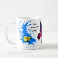 Eclectic Design With  Butterflies and Honey Bee Coffee Mug