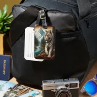 Majestic White Tiger in Mountain Valley Luggage Tag