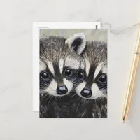 A Beautiful Pair of Raccoon Babies Postcard