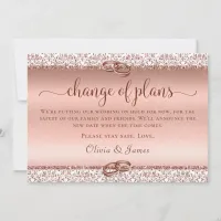 Elegant Rose Gold Wedding Change of Plans Announcement