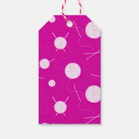 Knitter Balls of Yarn Pink White Gift Tags