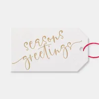 Company Logo Gold Script Seasons Greetings Gift Tags