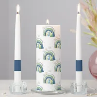 Watercolor Rainbow Pattern Unity Candle Set