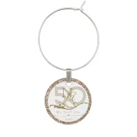 Anniversary Elegant Monogram Wine Charm