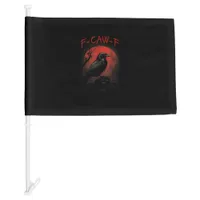 F-Caw-F Funny Crow Blood Moon Gothic Adult Humor Car Flag