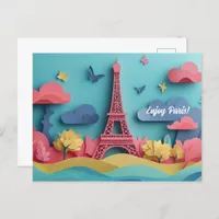 Enjoy Paris Paper Quilling Art Postcard