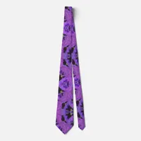 Purple pansies, abstract painting, floral art    neck tie