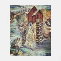 Colorado Rocky Mountains River Crystal Mill Fleece Blanket