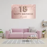 18th birthday rose gold pink drips banner