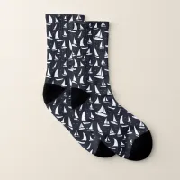 Nautical Sailboat Patterned Blue and White Novelty Socks