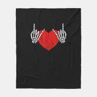Skeleton Hand Heart And Roll Valentines Halloween Fleece Blanket