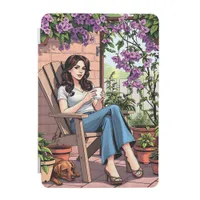 Pretty Lady Drinking Coffee Relaxing Outside iPad Mini Cover