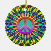 Psychedelic Sunshine Groovy Peace Ornament