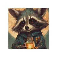 Adorable Raccoon With a Magic Potion Wood Wall Art