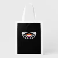 Lesbian Pride Skeleton Halloween Wlw Goth Heart Cl Grocery Bag