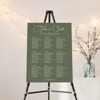 Sage Green Minimalist Seating Chart Foam Board