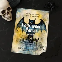 Spooky Bat Silhouette Twilight Halloween Party  Invitation