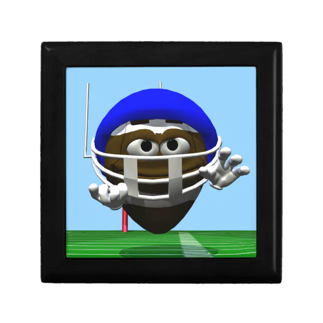 Funny Cartoon Football in a Helmet Jewelry Box