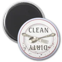 Plate and Silverware Clean Dirty Dishwasher Magnet