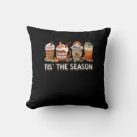 Tis The Season Football Pumpkin Spice Halloween Fa Throw Pillow