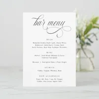 Elegant Calligraphy Luxury Wedding Bar Menu