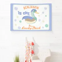 One Lucky Duck &  Bubbles First Birthday Pastel  Banner
