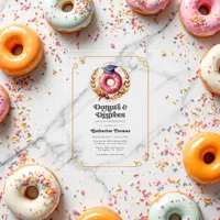 Pink and Gold Donuts and Degrees Graduation Party Acrylic Invitations