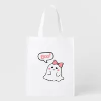 Boo! Cute Boo Minimal Clean Grocery Bag