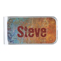 Rusty, Verdigris, Grunge Steampunk  Silver Finish Money Clip