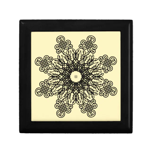 Round geometric black lace pattern 2 gift box