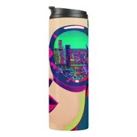 Colorful Art Woman in Sunglasses City Reflection  Thermal Tumbler