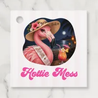 Hottie Mess Hot Pink Flamingo Beach Bachelorette Favor Tags