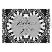 Tribal Batik Lace Black & Silver Welcome Home Card