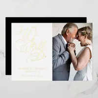 Chic Elegant Anniversary Vow Renewal Photo Foil Invitation