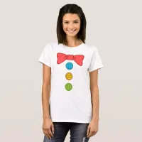 Halloween Clown Costume Bow Tie and Buttons T-Shirt