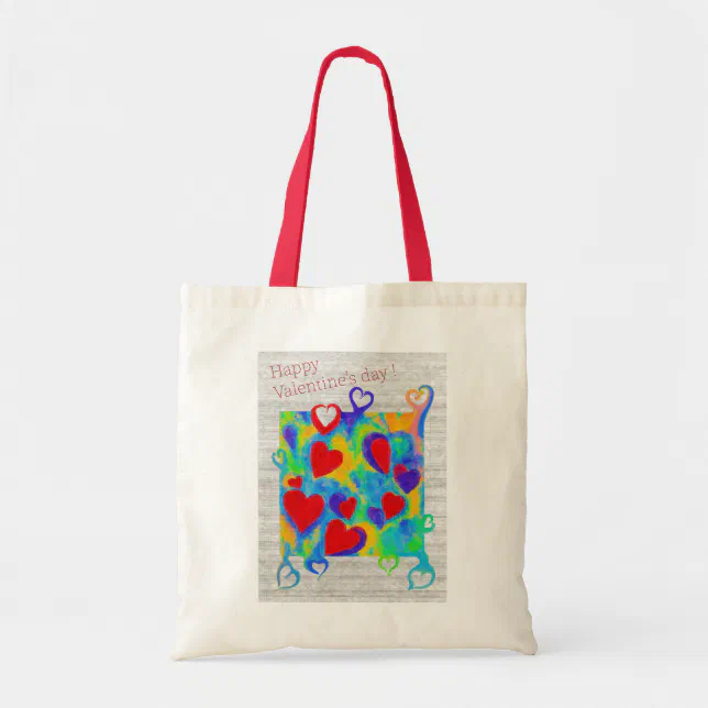 Modern colorful hearts painting-Valentine’s day Tote Bag