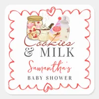 Bonjour Bébé Milk and Cookies Modern Baby Shower Square Sticker